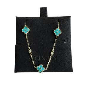Delicate turquoise Floral Chain Bracelet 14K Gold Plated  925 Sterling Silver